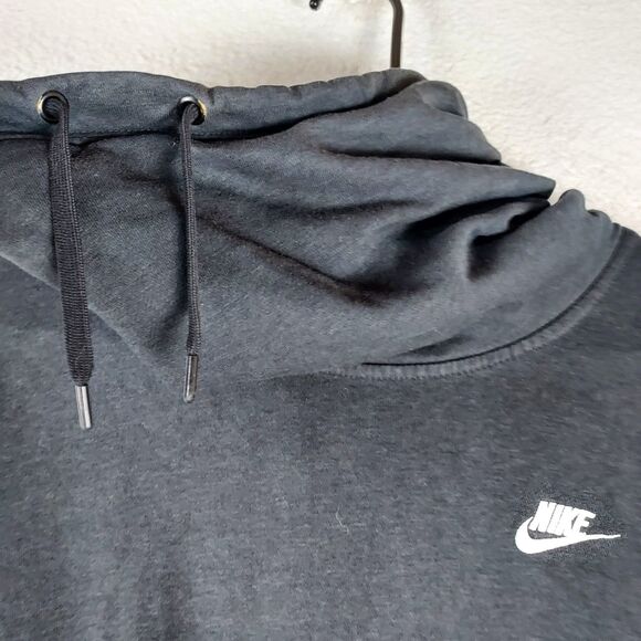 Nike Women’s Funnel Neck Hoodie Large Black Pullover Sweatshirt Soft Fleece - Picture 3 of 12
